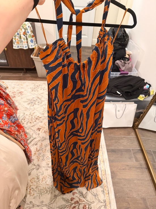 Elan Dresses & Skirts - Elan Maxi BNWOT Orange & Navy Zebra Print Strappy Dress one size